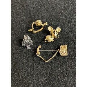 Vintage Signed Avon Pin Lot 4 Pcs Gold And Silver Tone J-326